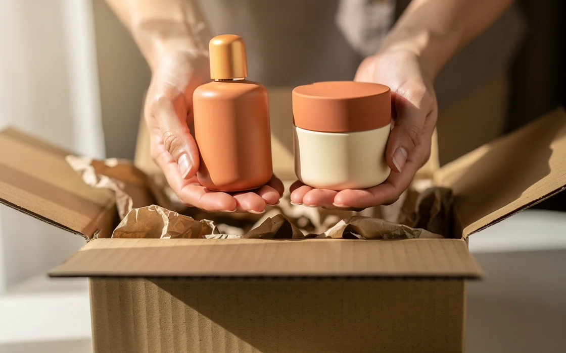 Produtos brasileiros sendo preparados para envio internacional
